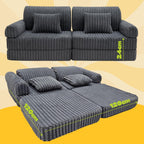 2 x Modułowa rozkładana SOFA - FOTEL dla dzieci - ZESTAW wypoczynkowy materac GRAFIT