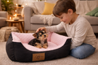 Legowisko dla psa 50 X 40 cm. - Czarno - różowe