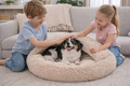 Legowisko śpiworek 80 cm – dla psa i kota Ciepłe, okrągłe. Shaggy / Boucle - BEŻOWY
