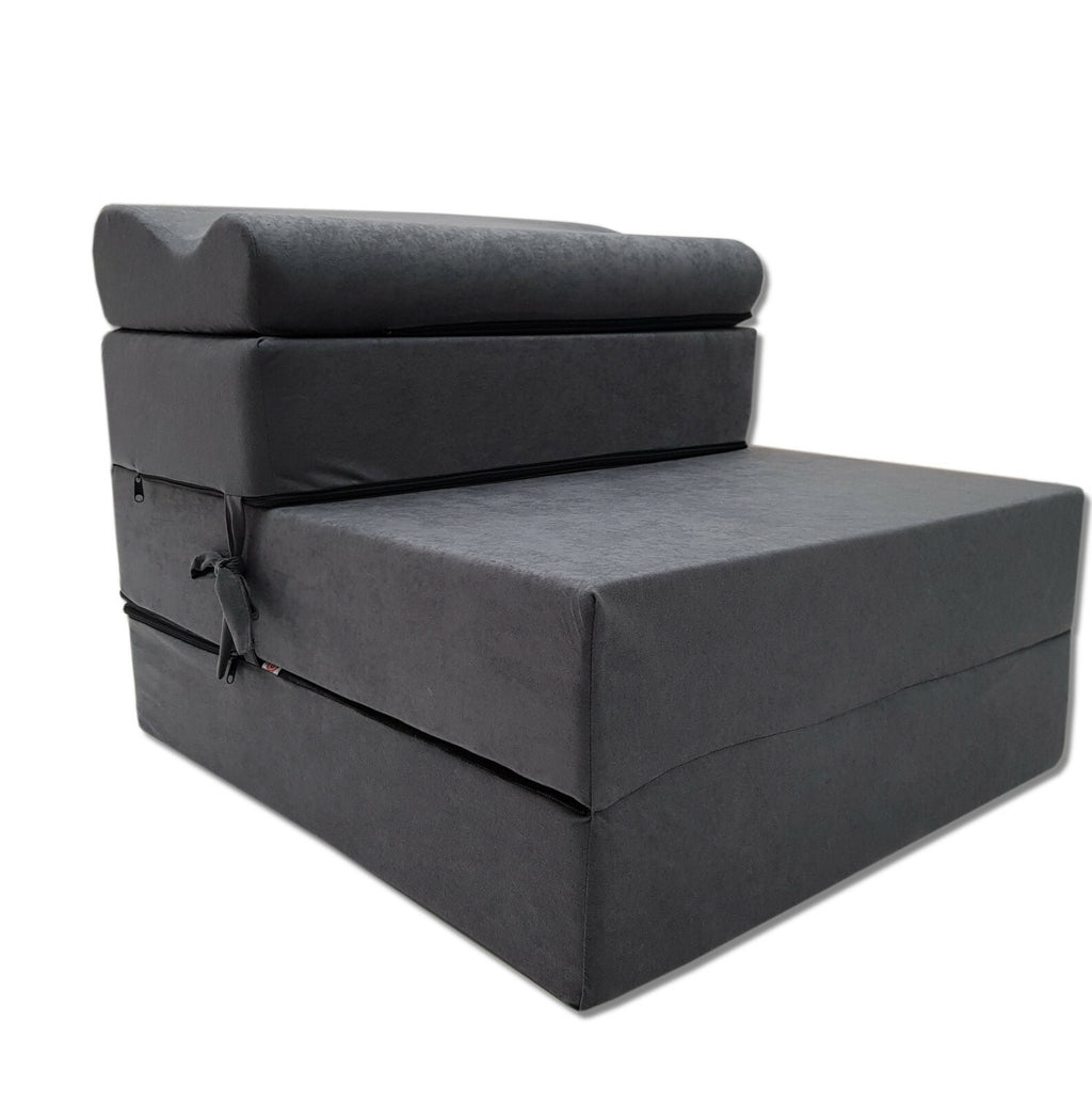 MATERAC TURYSTYCZNY SKŁADANY FOTEL 200x70x15cm - SZARY