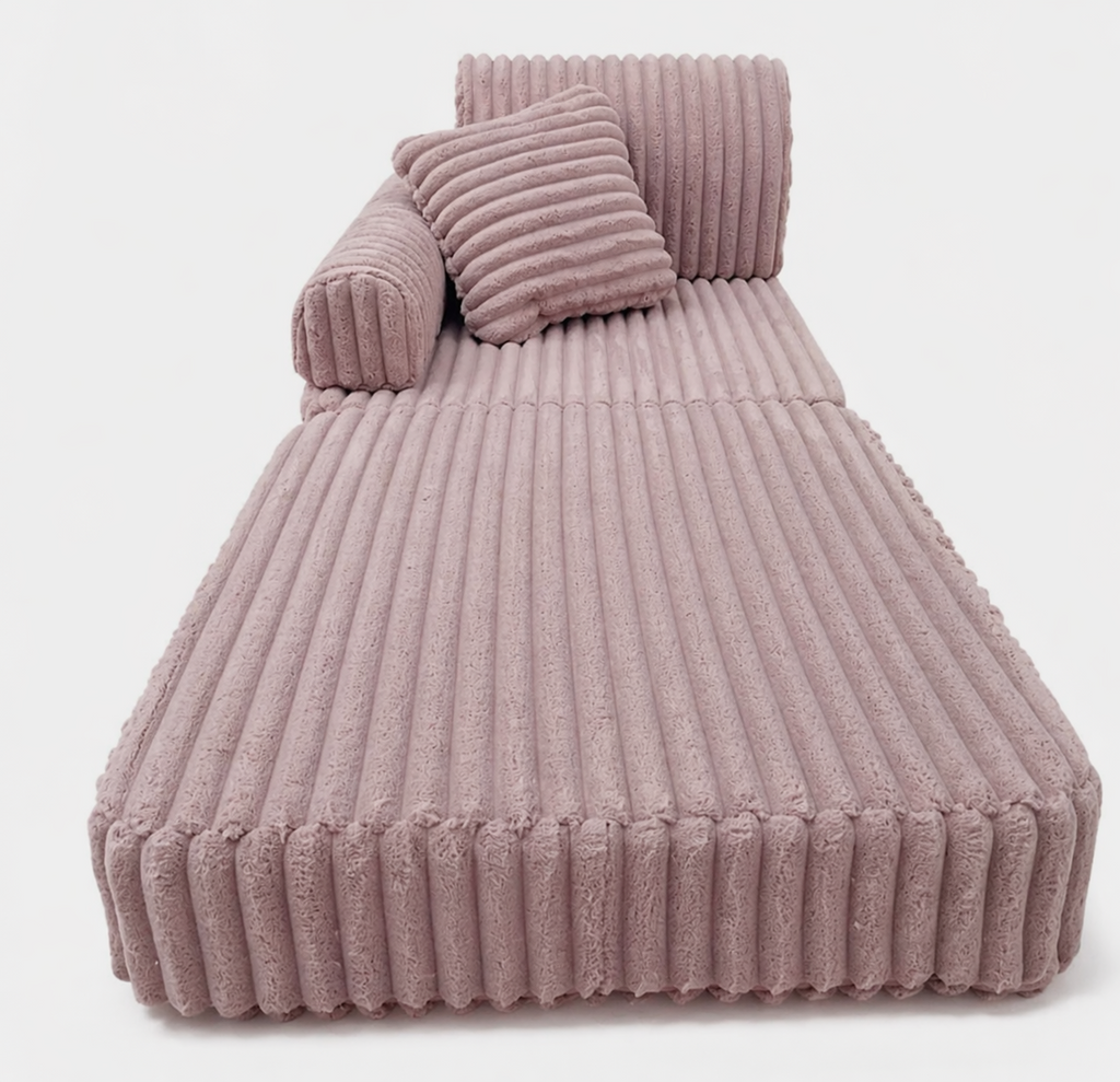 Modułowa rozkładana SOFA - FOTEL dla dzieci wypoczynkowy materac PASTELOWY RÓŻ