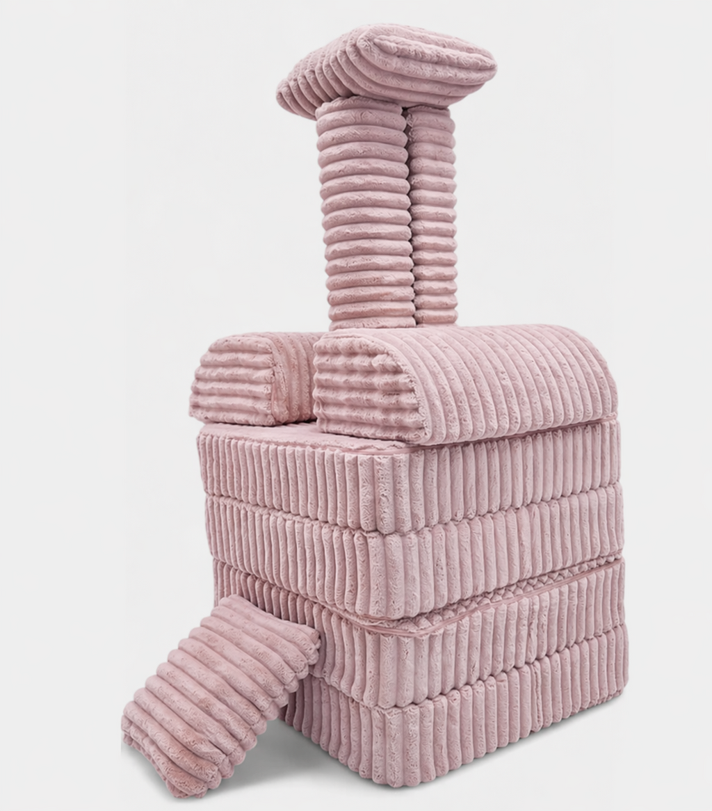 Modułowa rozkładana SOFA - FOTEL dla dzieci wypoczynkowy materac PASTELOWY RÓŻ