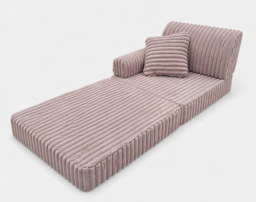 Modułowa rozkładana SOFA - FOTEL dla dzieci wypoczynkowy materac PASTELOWY RÓŻ