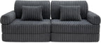 2 x Modułowa rozkładana SOFA - FOTEL dla dzieci - ZESTAW wypoczynkowy materac GRAFIT