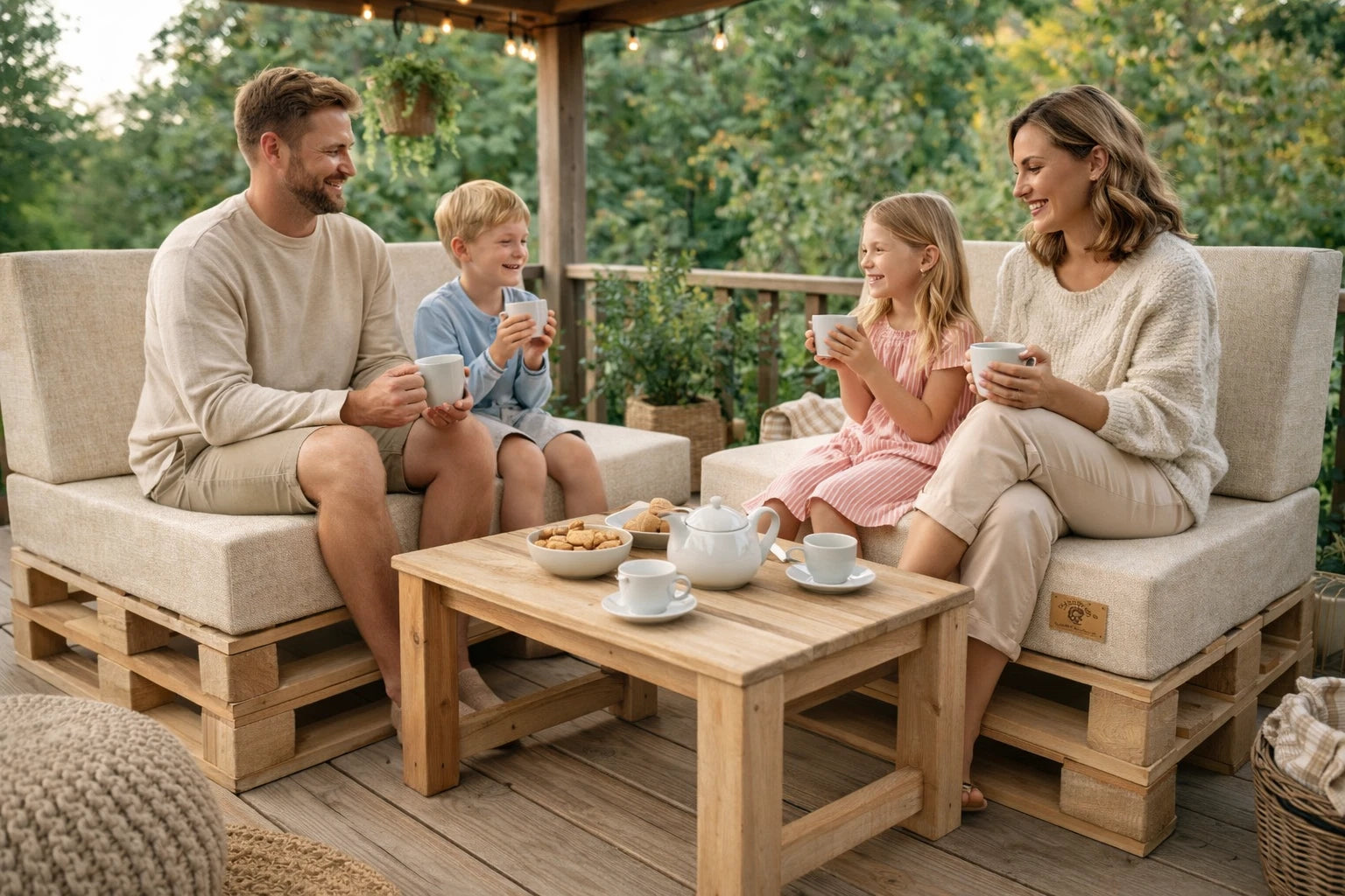 2 Poduszki Ogrodowe na Ławkę Palety Huśtawkę - poduchy 120x80 + 40 klin jasny beż