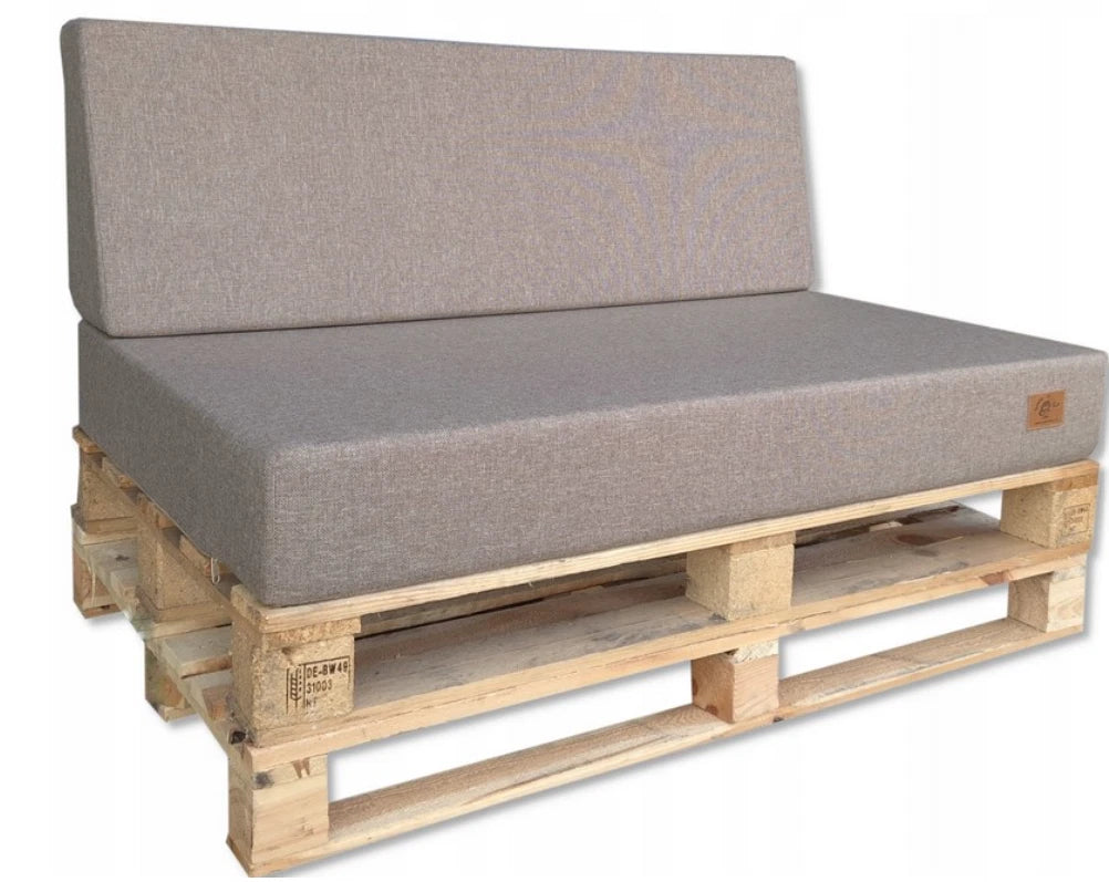 2 Poduszki Ogrodowe na Ławkę Palety Huśtawkę - poduchy 120x80 + 40 klin ciemny beż