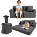 2 x Modułowa rozkładana SOFA - FOTEL dla dzieci - ZESTAW wypoczynkowy materac GRAFIT