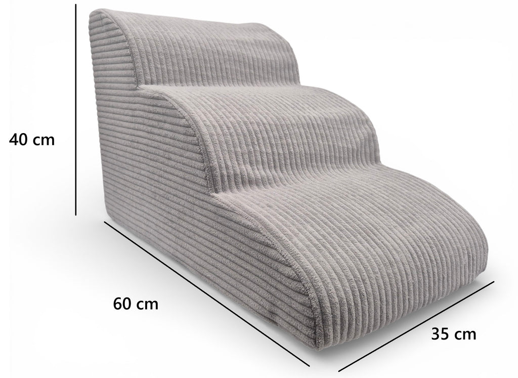 ŁAGODNE SCHODKI DLA PSA RAMPA PODEST 3 STOPNIE WYS 40 CM. SZEROKIE - 35 CM - SZARE