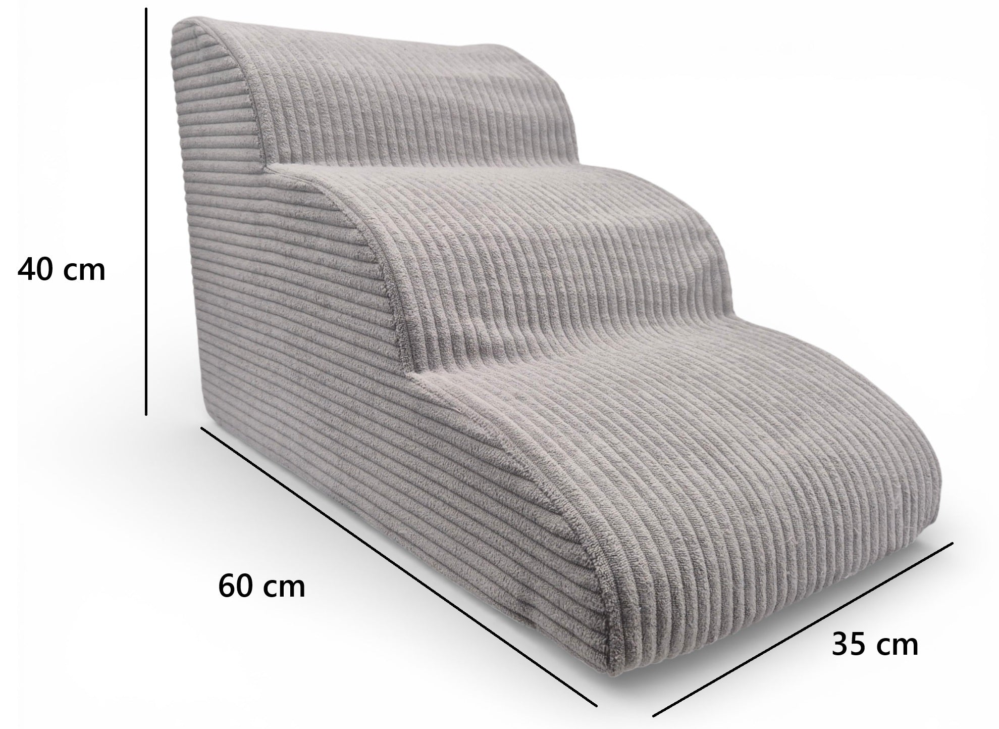 ŁAGODNE SCHODKI DLA PSA RAMPA PODEST 3 STOPNIE WYS 40 CM. SZEROKIE - 35 CM - SZARE
